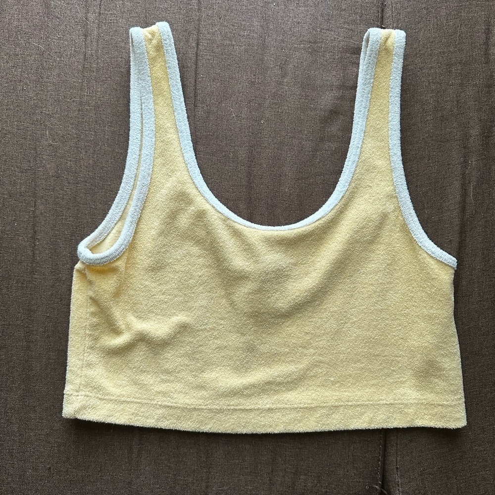 H&M Yellow and White Trim Tank Top